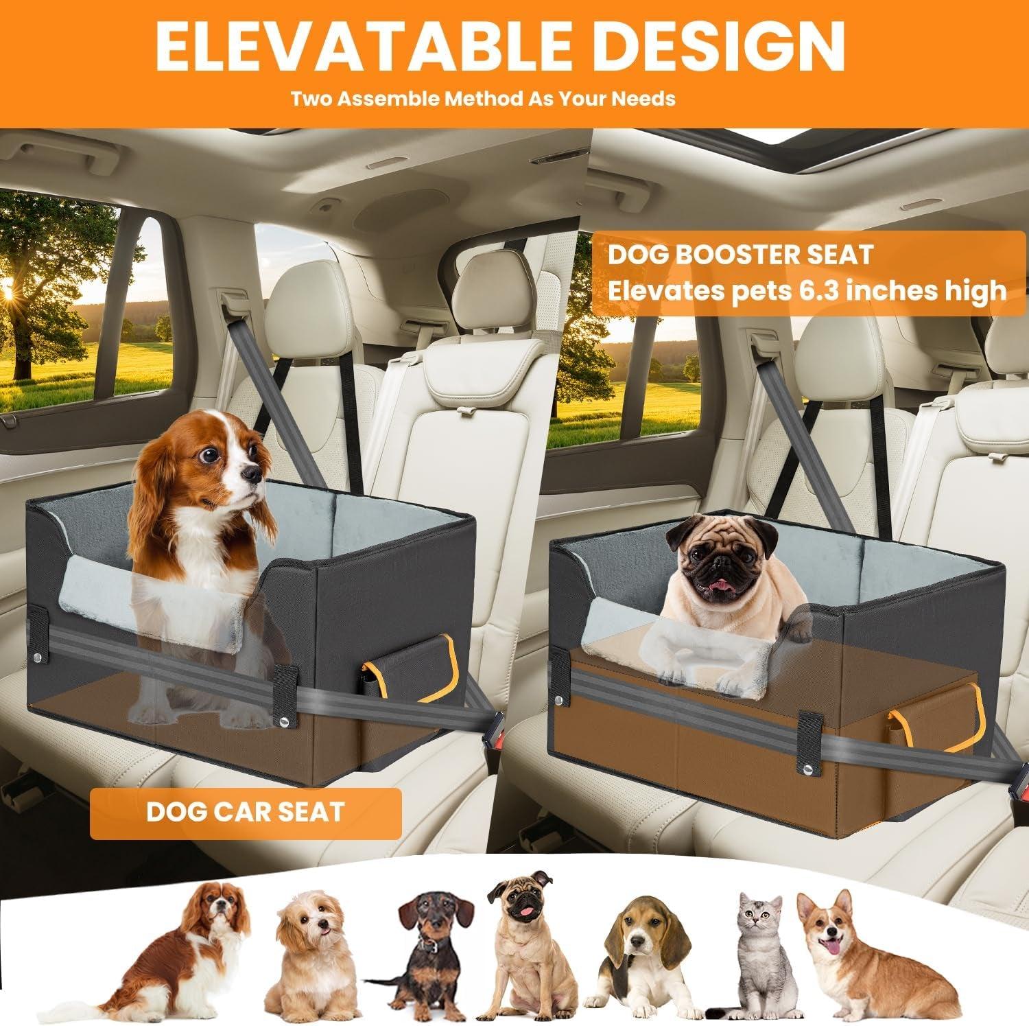 Pet Car Booster Seat for Small Dogs and Cats with Adjustable Strap - District Goods