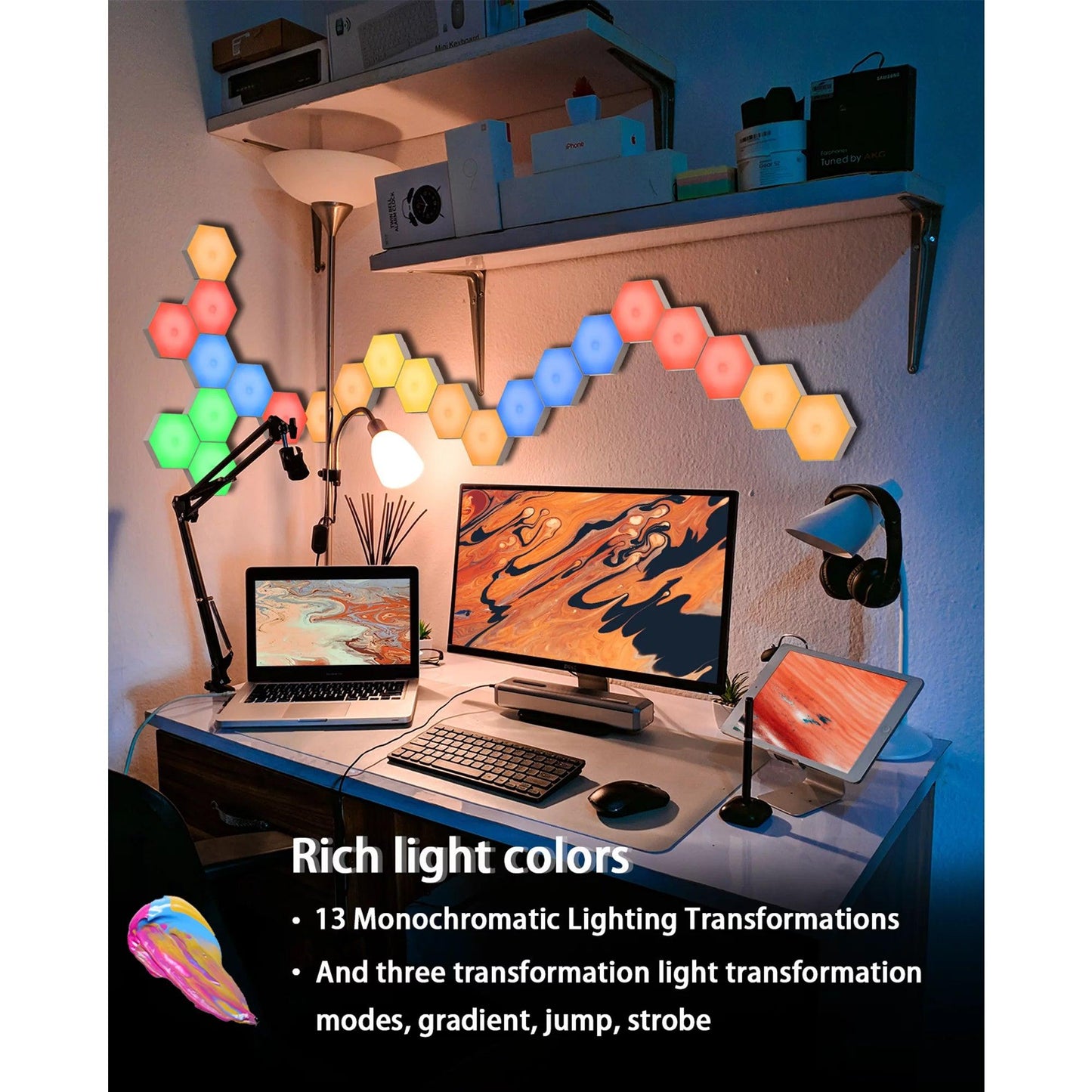 RGB LED Hexagon Wall Lights with Remote Control - District Goods