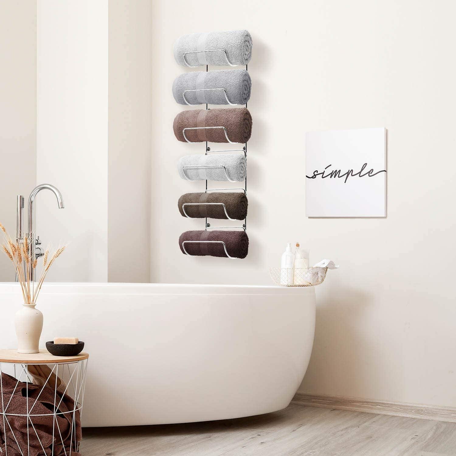 Wall Mount Towel Rack with 6 Compartments - District Goods